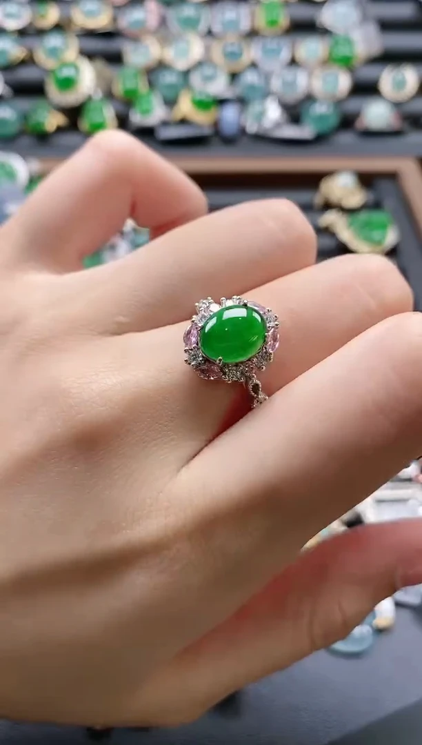 【闪购商品】翡翠戒指银S925镶嵌515111`1`1