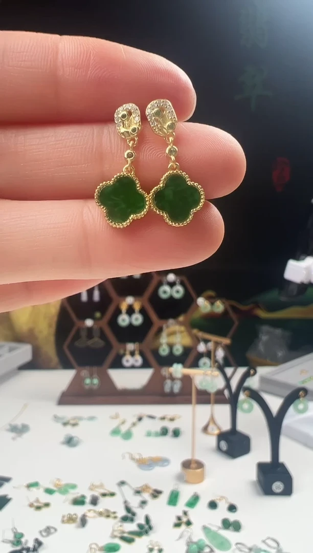 银S925镶嵌翡翠耳饰001