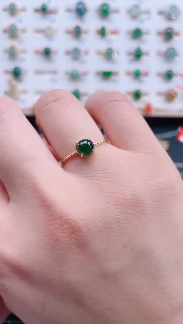 银S925镶嵌戒指翡翠天然翡翠