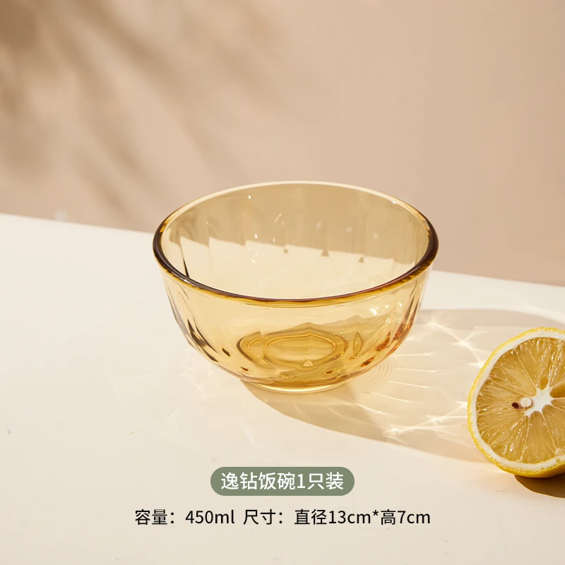茶色玻璃碗耐高温家用面碗沙拉碗个人专用大碗大容量汤碗饭碗新款