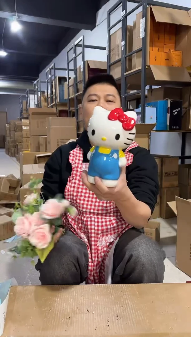 【闪购商品】杯蓝色kt全身花插摆件A