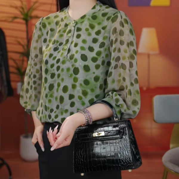 X2893【出口原单】气质优雅时尚显瘦衬衫-香菜