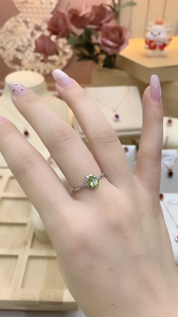 银S925镶嵌戒指橄榄石橄榄石