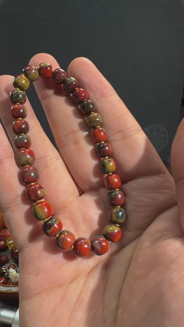 南红玛瑙手串未镶嵌彩浆老型手串7左右