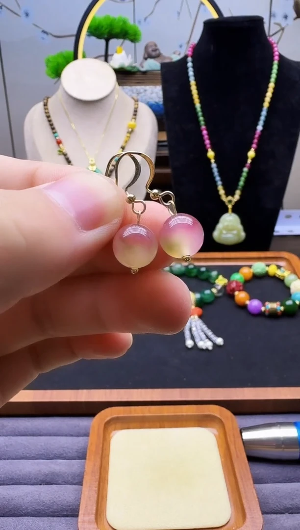 碧玺耳饰14K金镶嵌E133