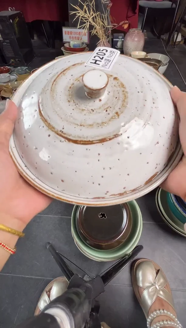 陶瓷J****?h205白麻点盖盆