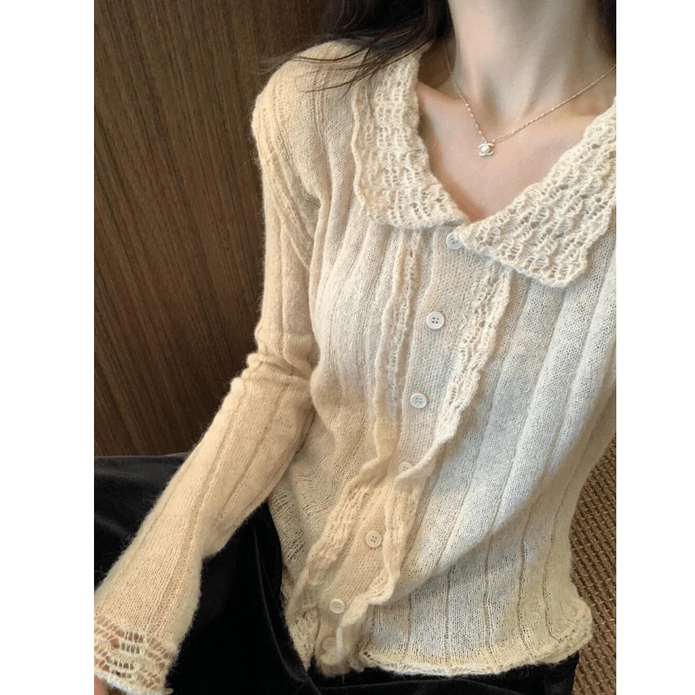 针织开衫女温柔风软糯翻领秋冬季新款高级感慵懒宽松显瘦内搭上衣