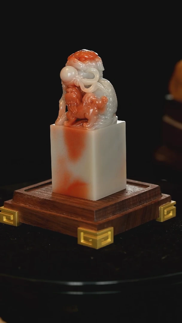 【闪购商品】寿山石旗降石双兽献瑞陈学彬作品