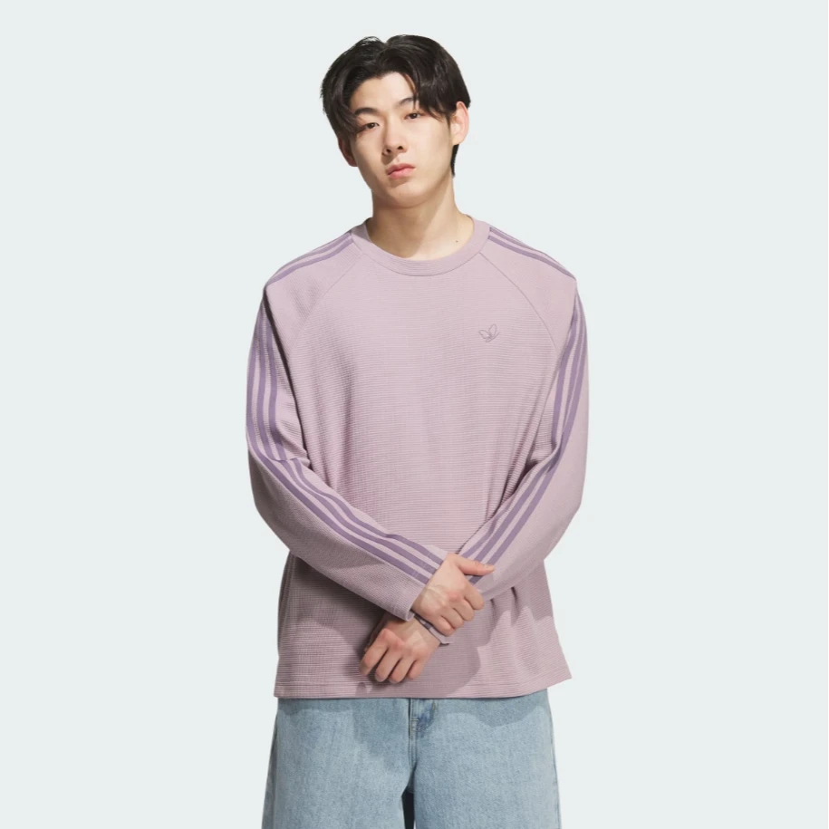 阿迪达斯新品休闲T苏翊鸣共创系列华夫格运动长袖圆领T恤KH1176