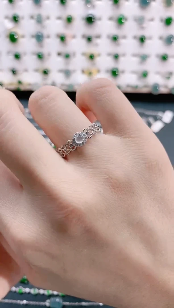 【闪购商品】翡翠戒指银S925镶嵌天然翡翠