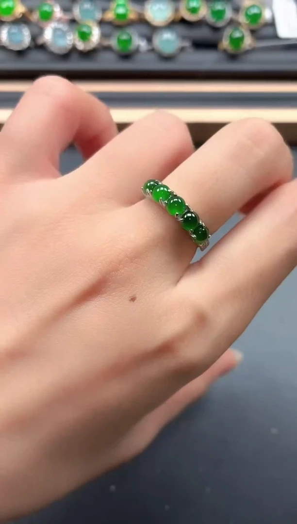 银S925镶嵌戒指翡翠11