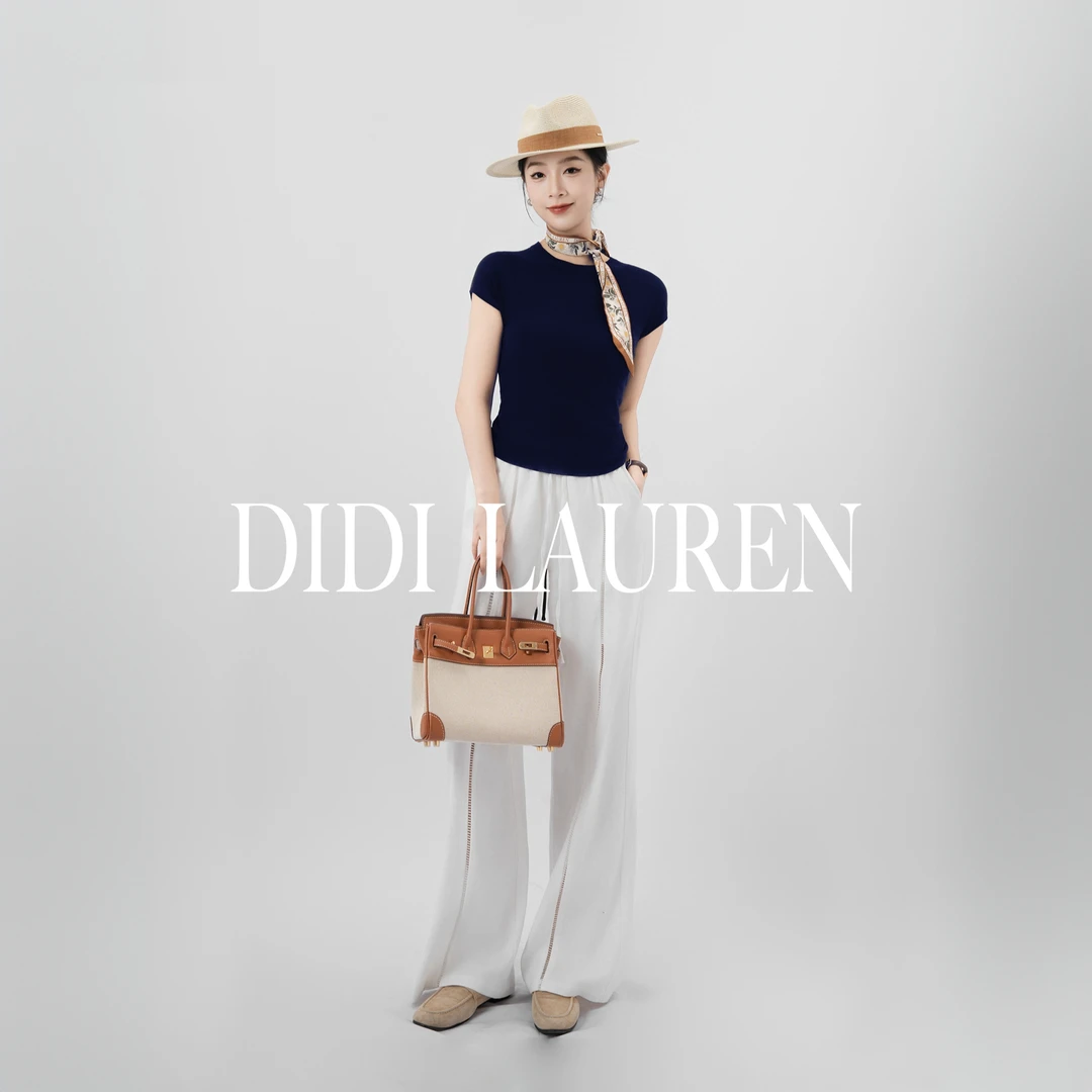 DIDI LAUREN“东京时刻”慵懒松弛设计款苎麻镂空拼接阔腿裤