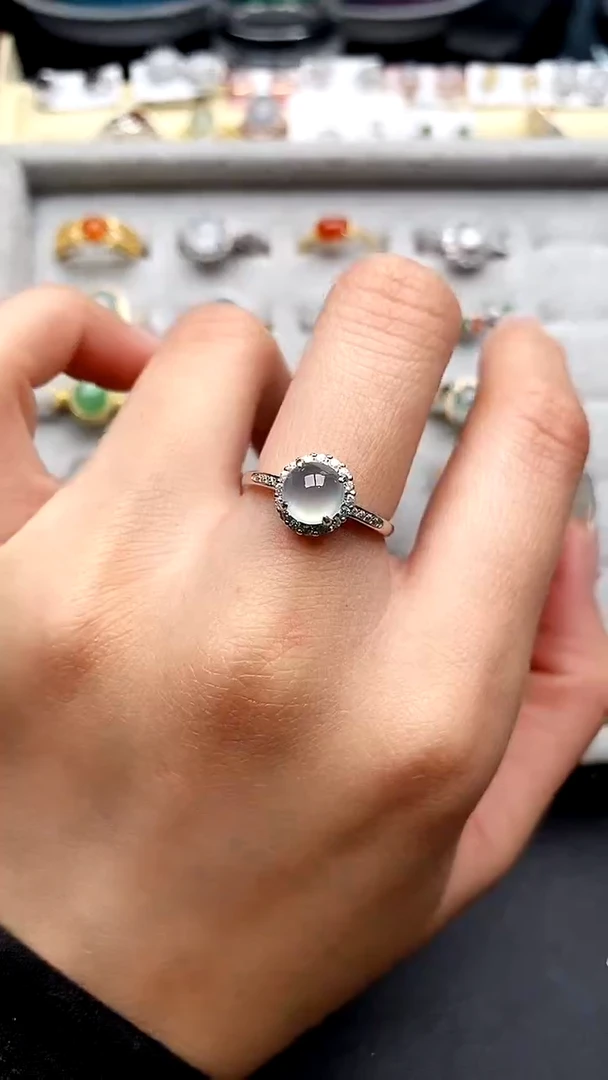 【闪购商品】翡翠戒指银S925镶嵌222222222+9