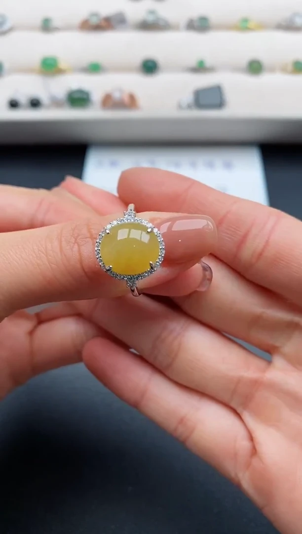 银S925镶嵌戒指翡翠66666666+5