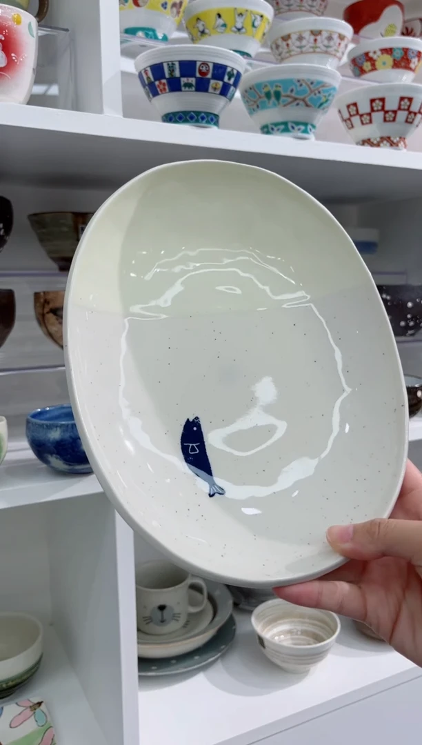 【闪购商品】瓷片孤品小鱼椭圆盘