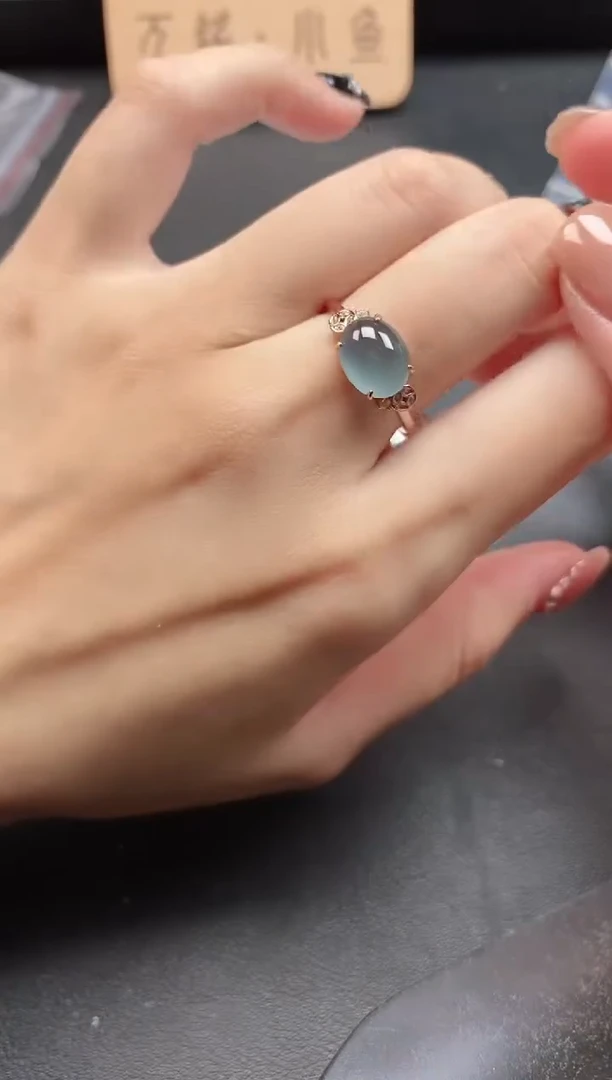 银S925镶嵌戒指翡翠1