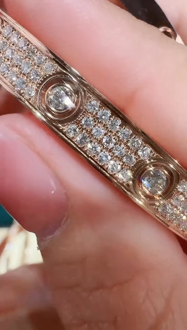 【闪购商品】钻石手镯18K金镶嵌满天星手镯宽版24小时鉴赏期