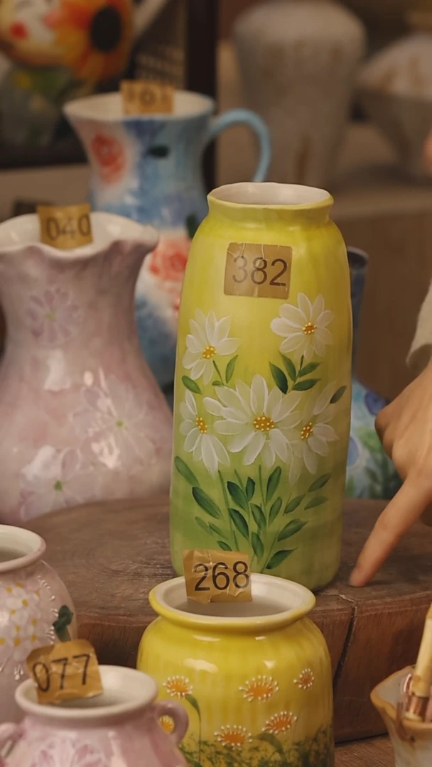 陶瓷景德镇设计师手作花器摆件侘寂风@M382@