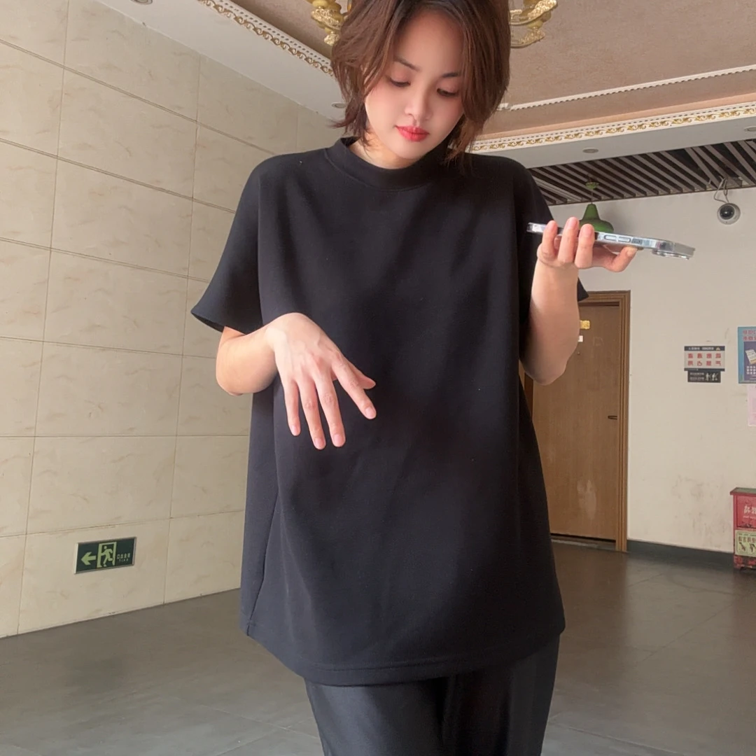 2025夏季新品显瘦宽松版空气层上衣女士T恤韩版风格家居休闲KT071