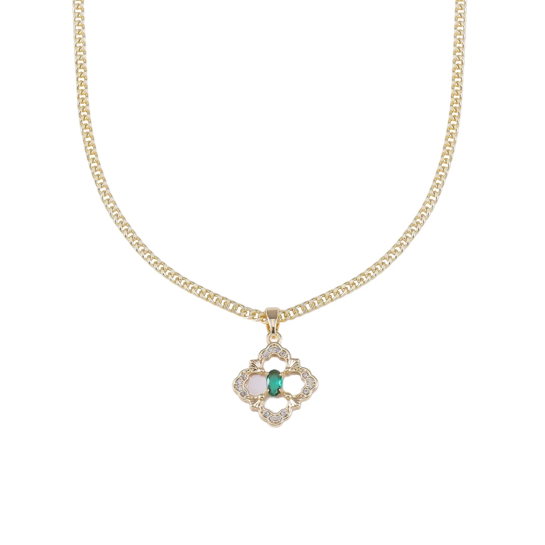 铜合金项链 锆石 阿布气质轻奢时尚项链  1414