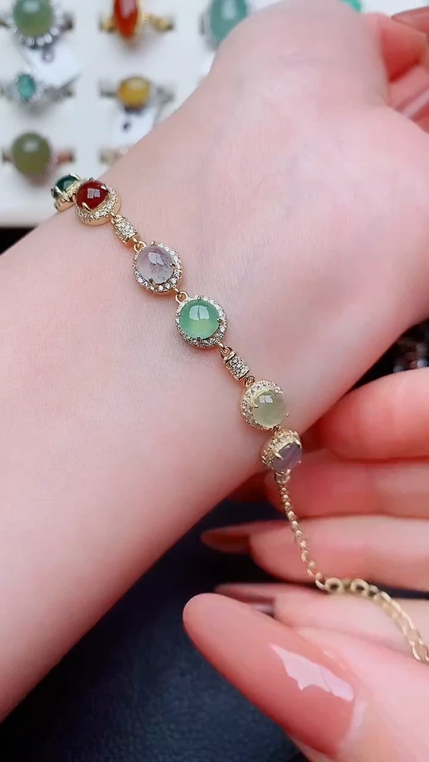 银S925镶嵌戒指翡翠...