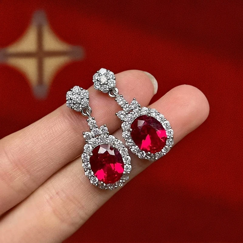 阿鲁沙-典藏轻奢培育红宝石-精工合金耳饰471