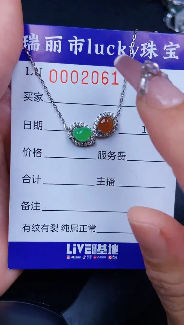 翡翠银S925镶嵌颈饰2061