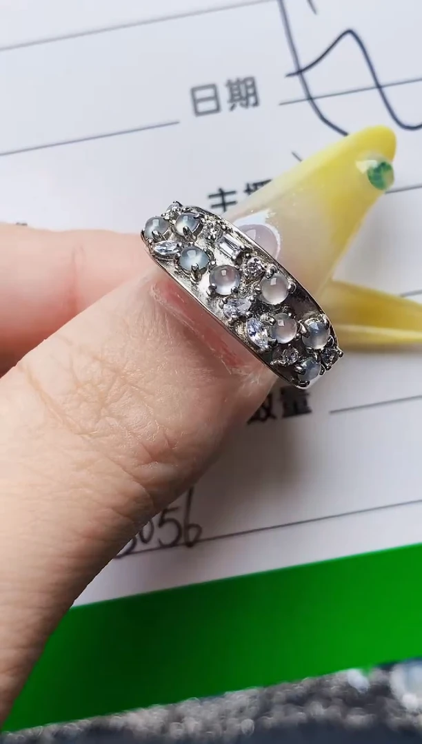 银S925镶嵌戒指翡翠3056