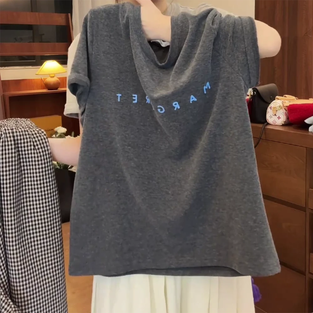 【ARG】夏季新款韩系正肩T恤女小众时尚百搭C5572