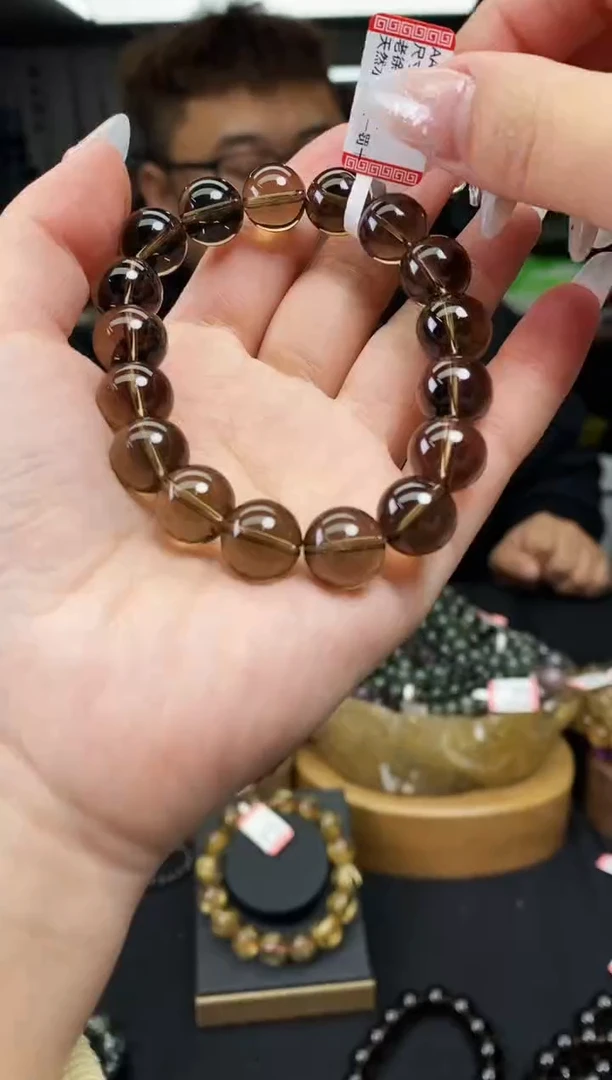 【闪购商品】水晶手串未镶嵌茶水晶手串12m