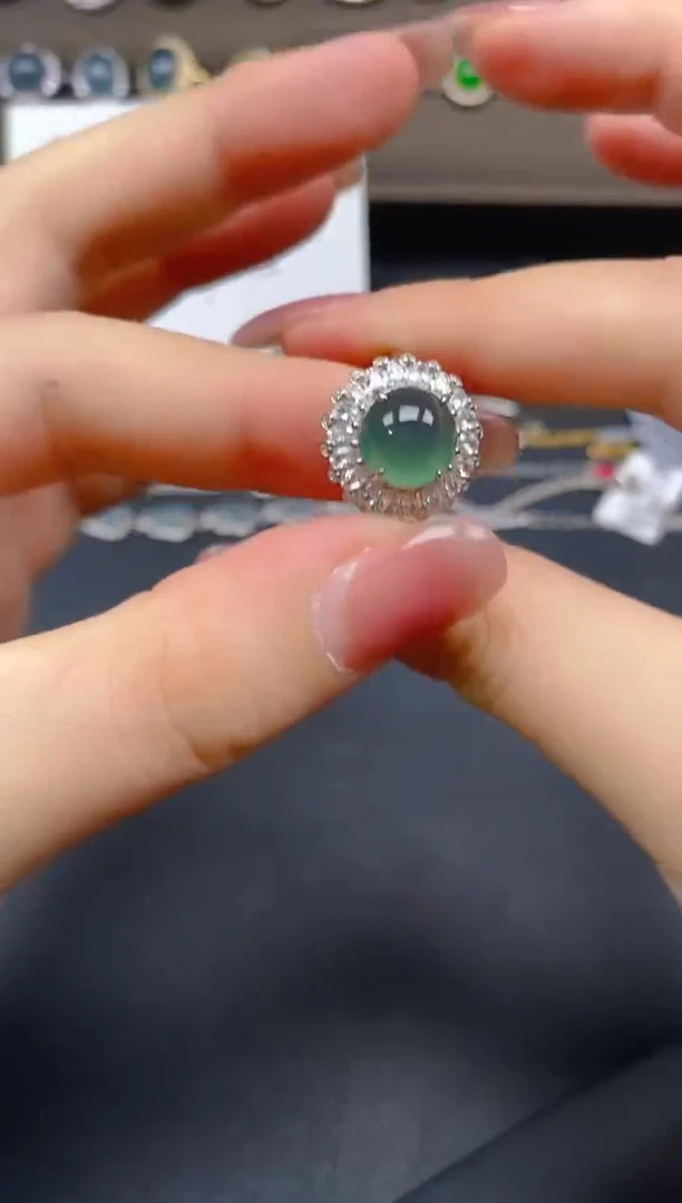 翡翠戒指银S925镶嵌1221