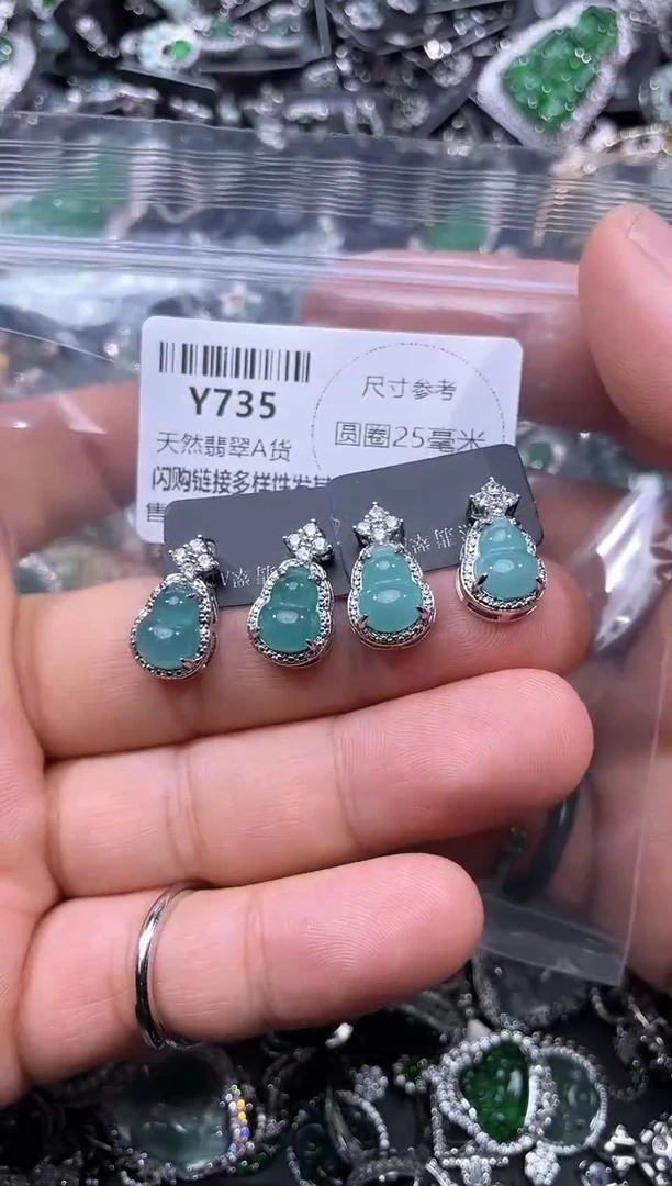 【闪购商品】翡翠颈饰未镶嵌Y735耳钉 多样性发其一