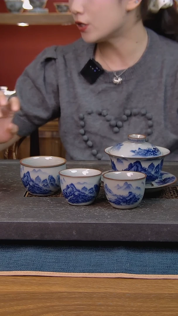 A*天简装家用款4件套 老陶泥开片纹陶瓷茶具