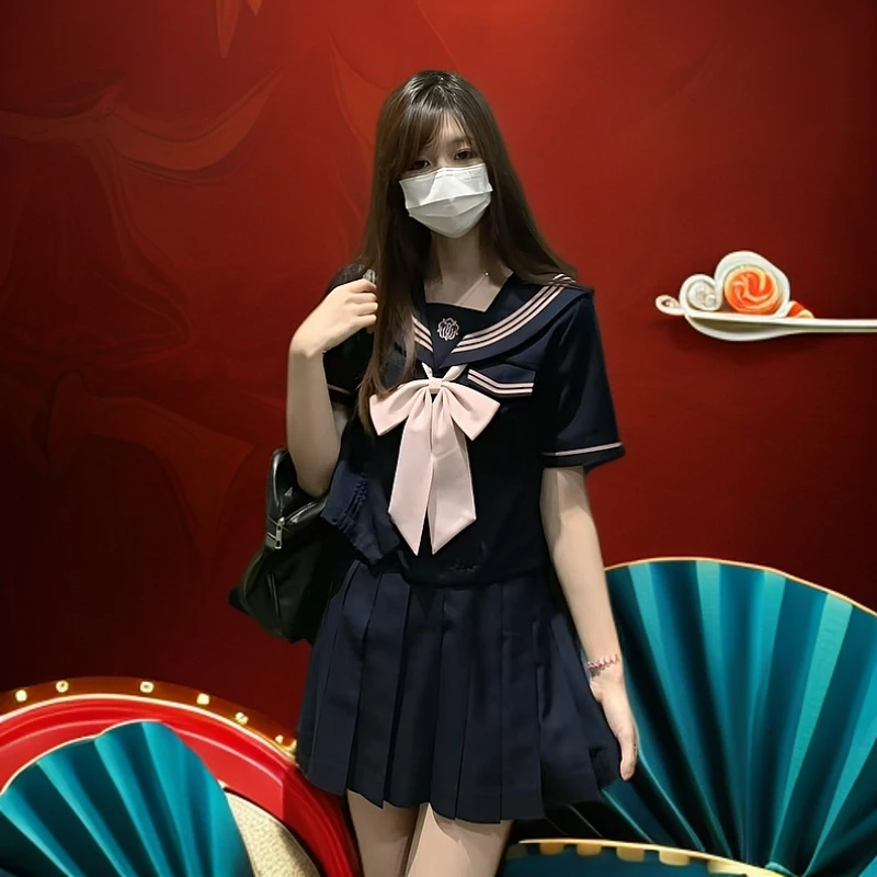 田野【望月】原创望月绀粉色日系正版JK制服水手服校供班服学生套装