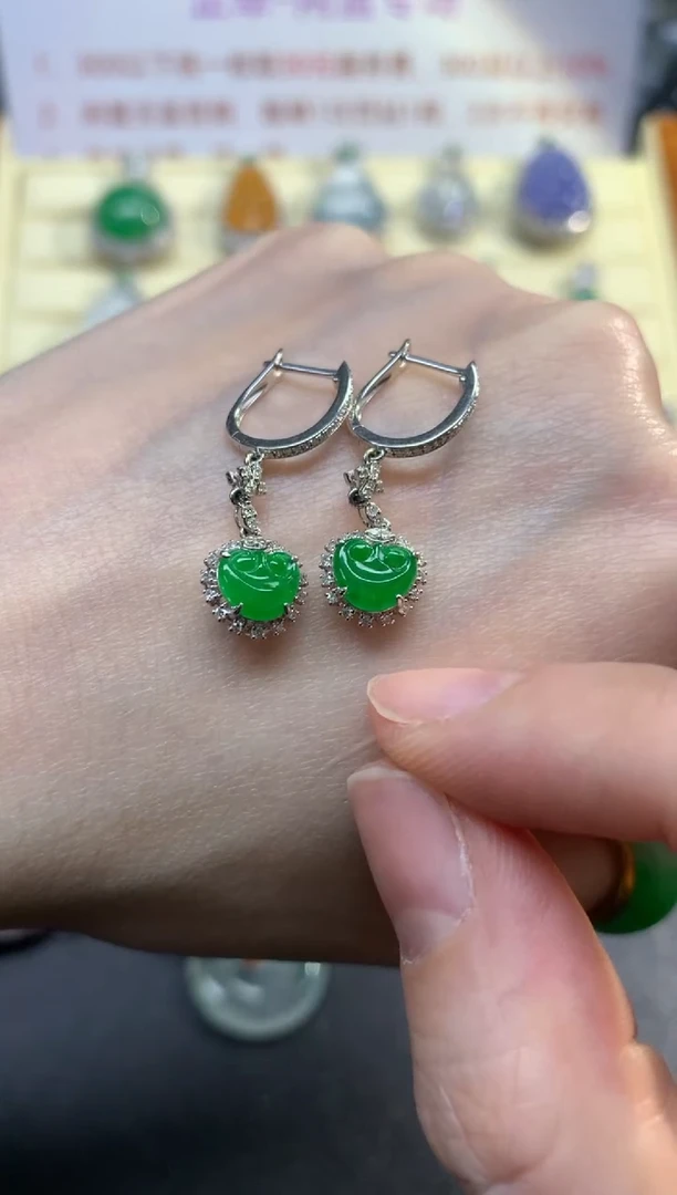 翡翠18K金镶嵌耳饰耳饰|5500+550