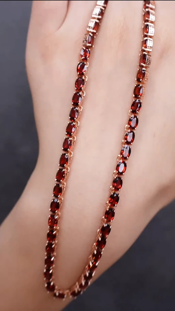 石榴石颈饰银S925镶嵌颈饰