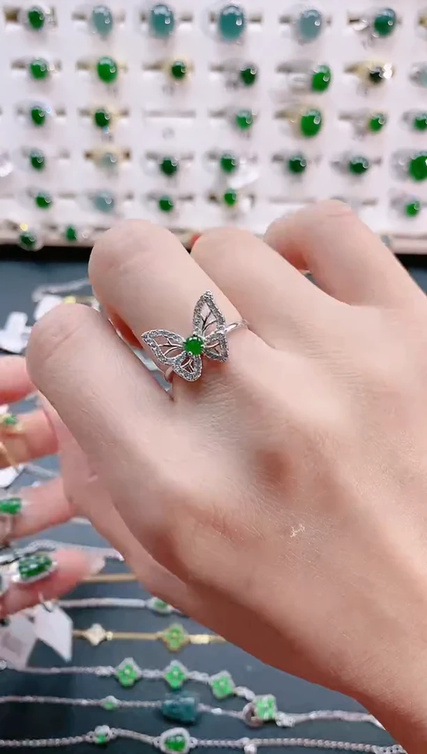 【闪购商品】翡翠戒指银S925镶嵌天然翡翠