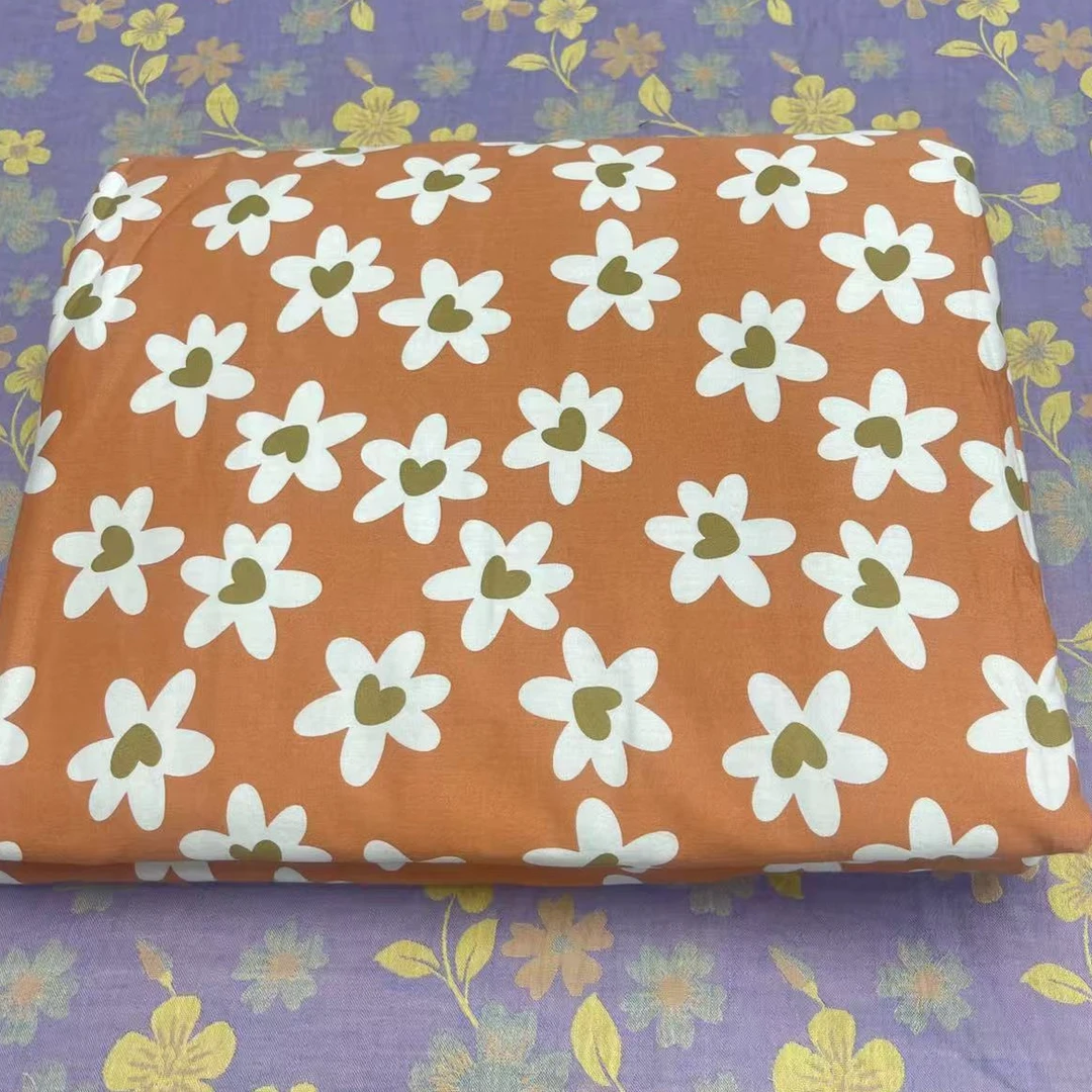 老工匠【橙色小花】全棉印花四件套