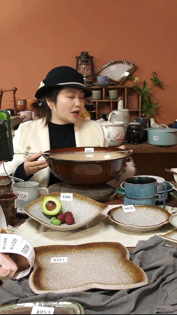 陶瓷A662 陶瓷窑变复古巨无霸大碗36*13可能微瑕