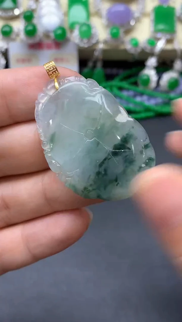 颈饰18K金镶嵌翡翠167-中国好珍宝