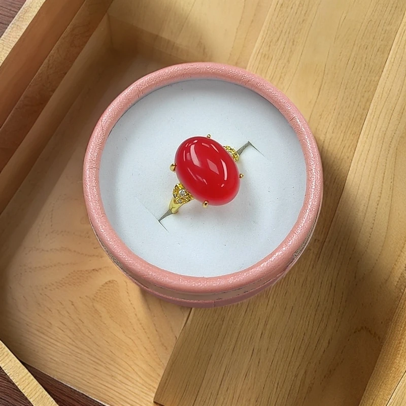 高品质全玉化红景天戒指