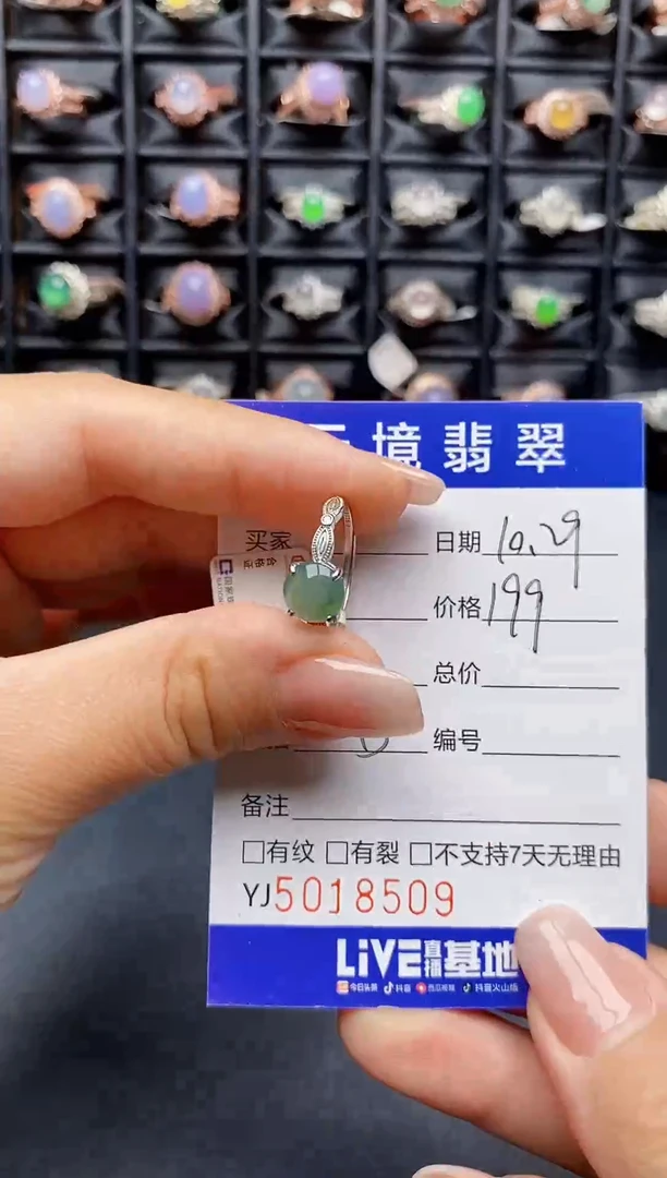 银S925镶嵌戒指翡翠8509