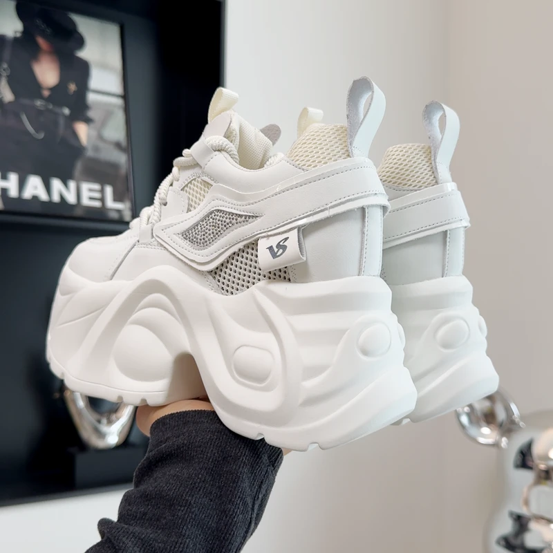 超高跟14cm老爹鞋女厚底小个子12新款夏季内增高10休闲女鞋小白鞋