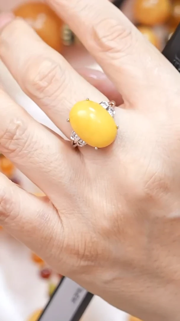 蜜蜡颈饰银S925镶嵌5520天然蜜蜡珠宝奇石云端妖孽石膏蜡全部保真