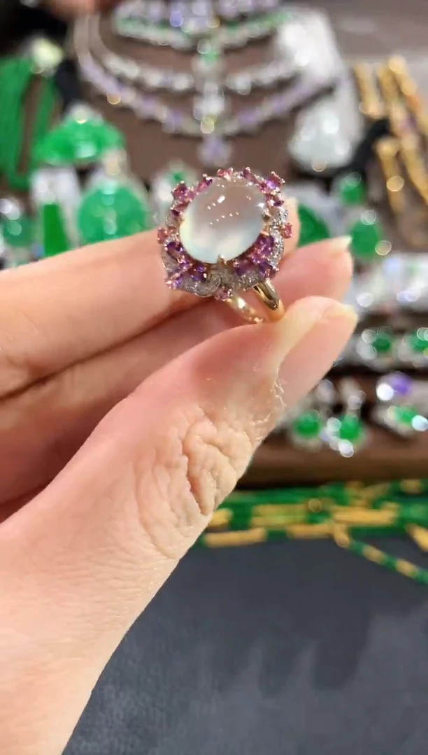 18K金镶嵌戒指翡翠n152  1