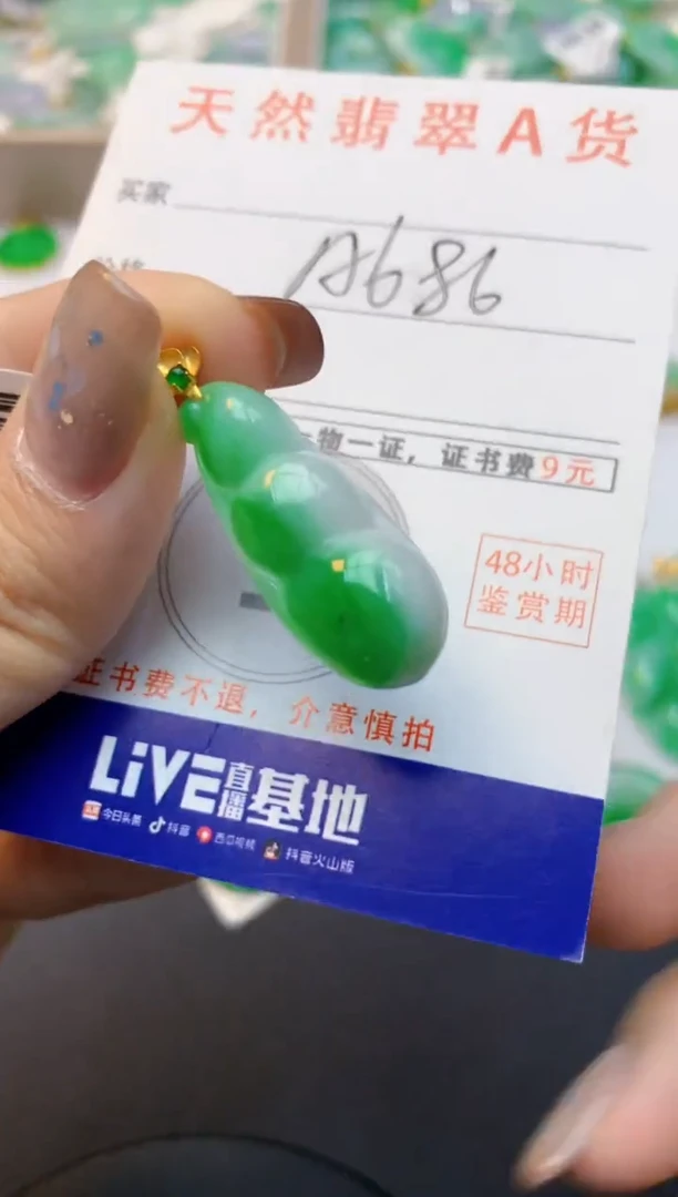 颈饰18K金镶嵌翡翠天然缅甸A货翡翠百元以上9元证书费自理