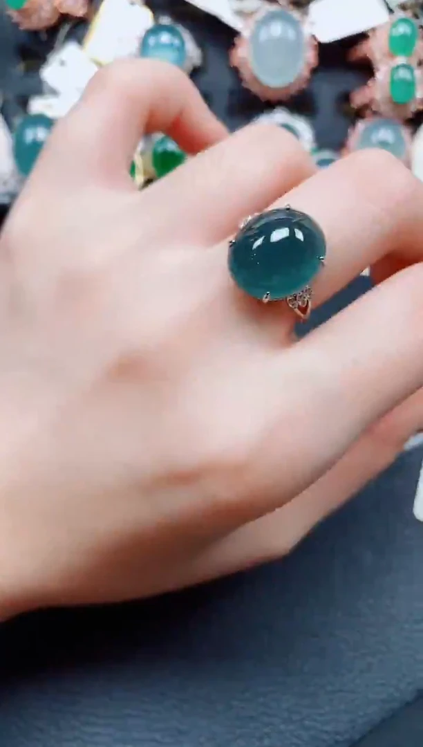 银S925镶嵌戒指翡翠翡翠