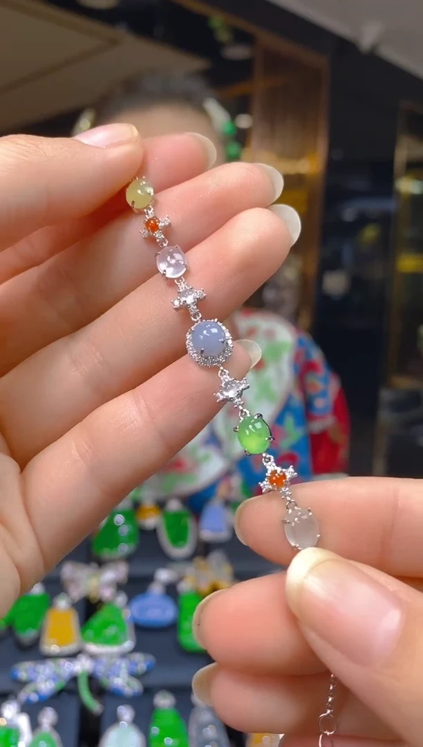 银S925镶嵌手链翡翠005(多样性发货发其一)