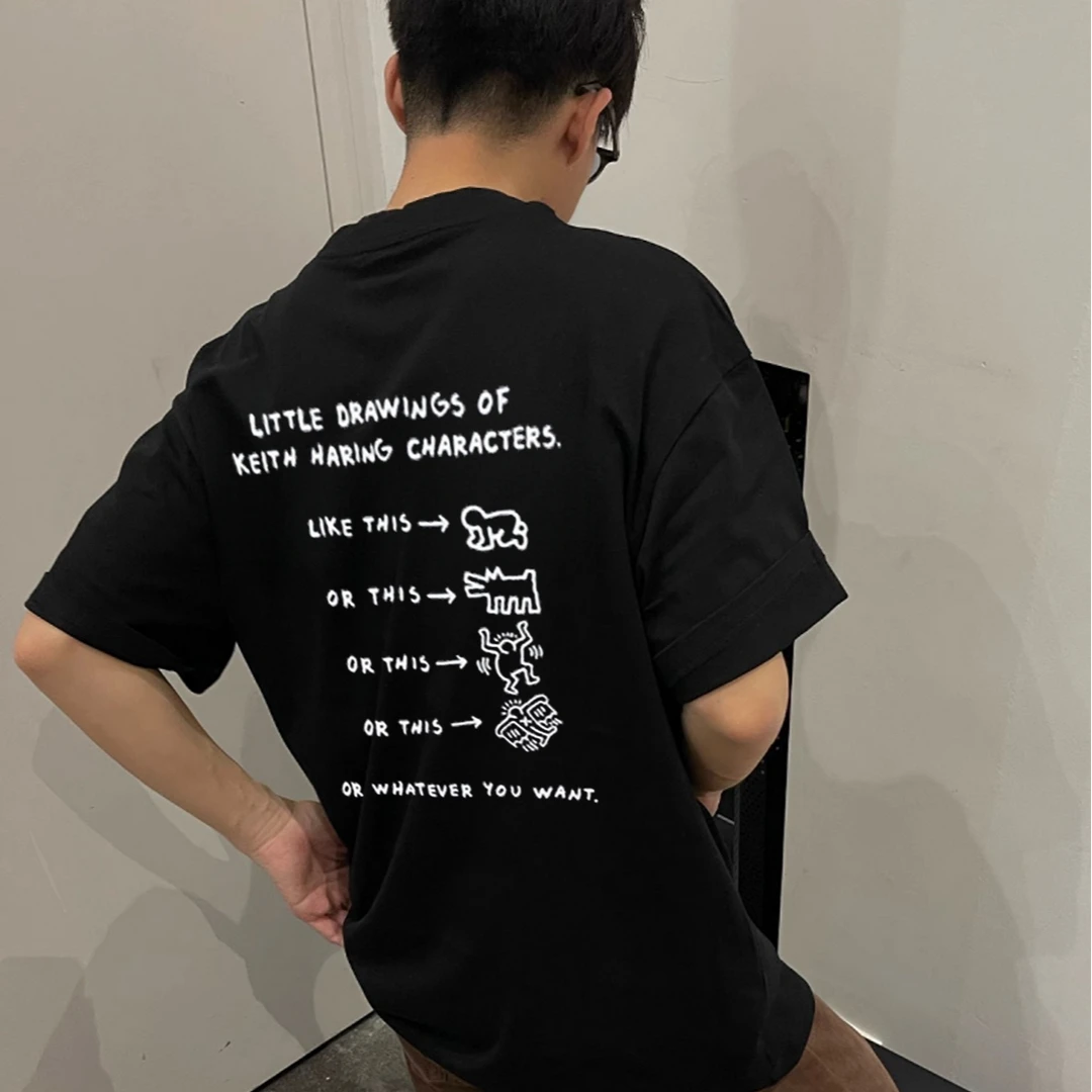 美式复古小众趣味纯棉短袖印花T恤男生夏季重磅宽松百搭圆领半袖