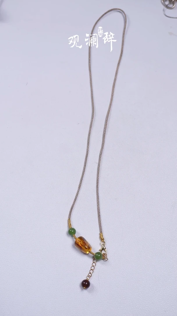 【闪购商品】琥珀颈饰银S925镶嵌颈链
